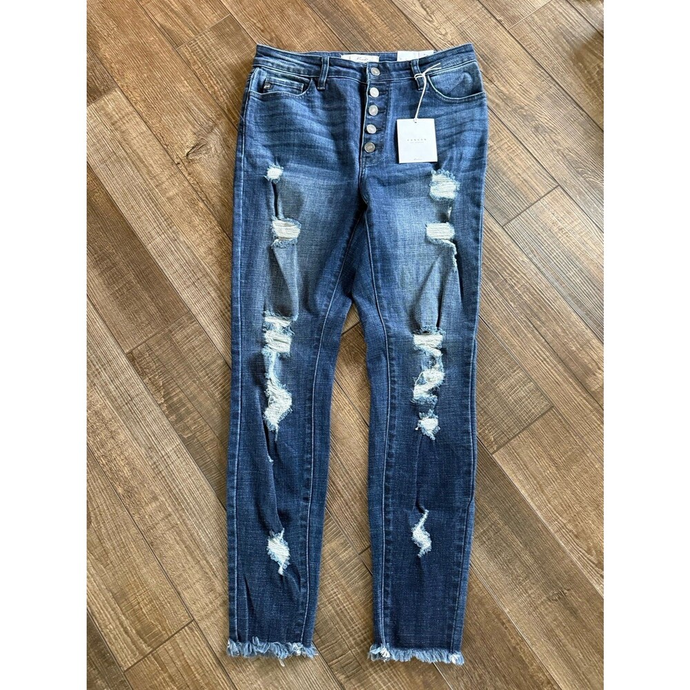 KanCan Button Fly Skinny Destructed Jeans Sz. 9/28 NWT